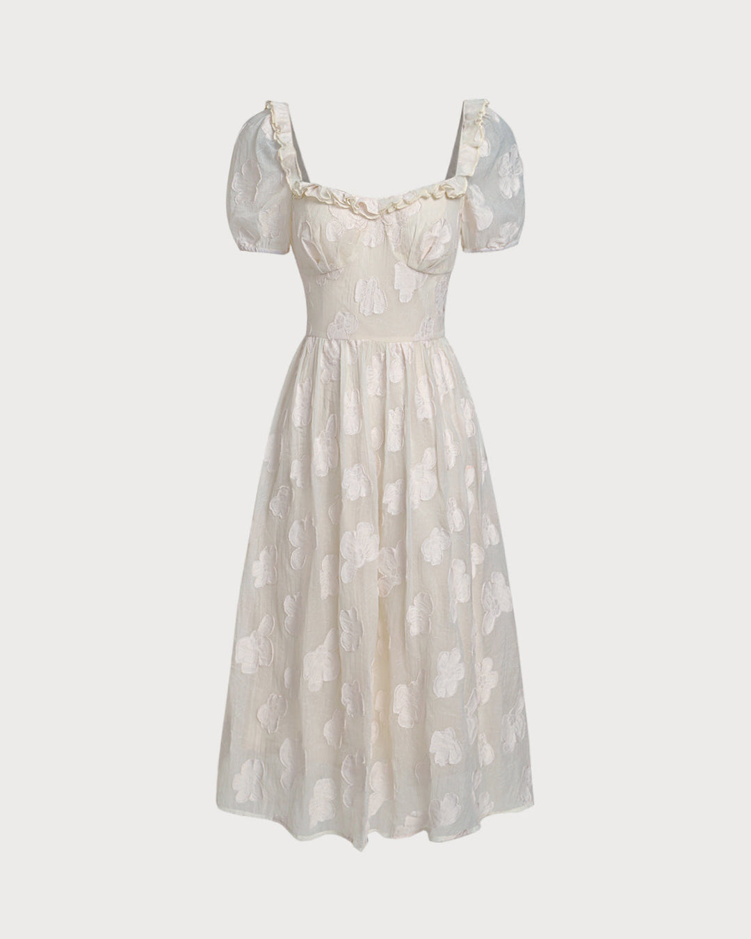 Darya | Puffed Sleeve Square Neck Midi Dress