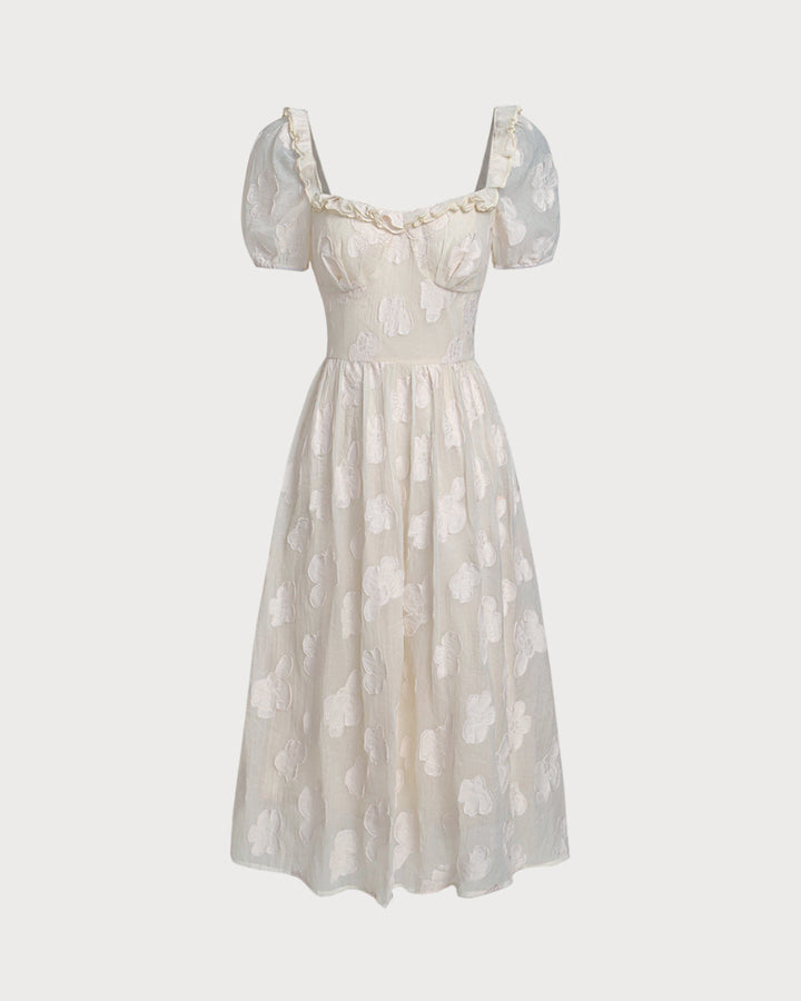 Darya | Puffed Sleeve Square Neck Midi Dress