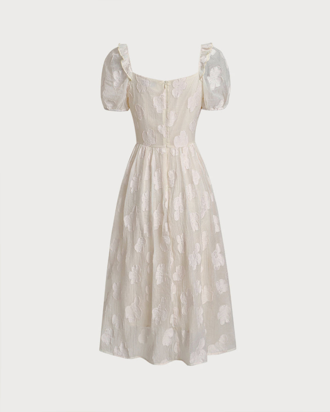 Darya | Puffed Sleeve Square Neck Midi Dress