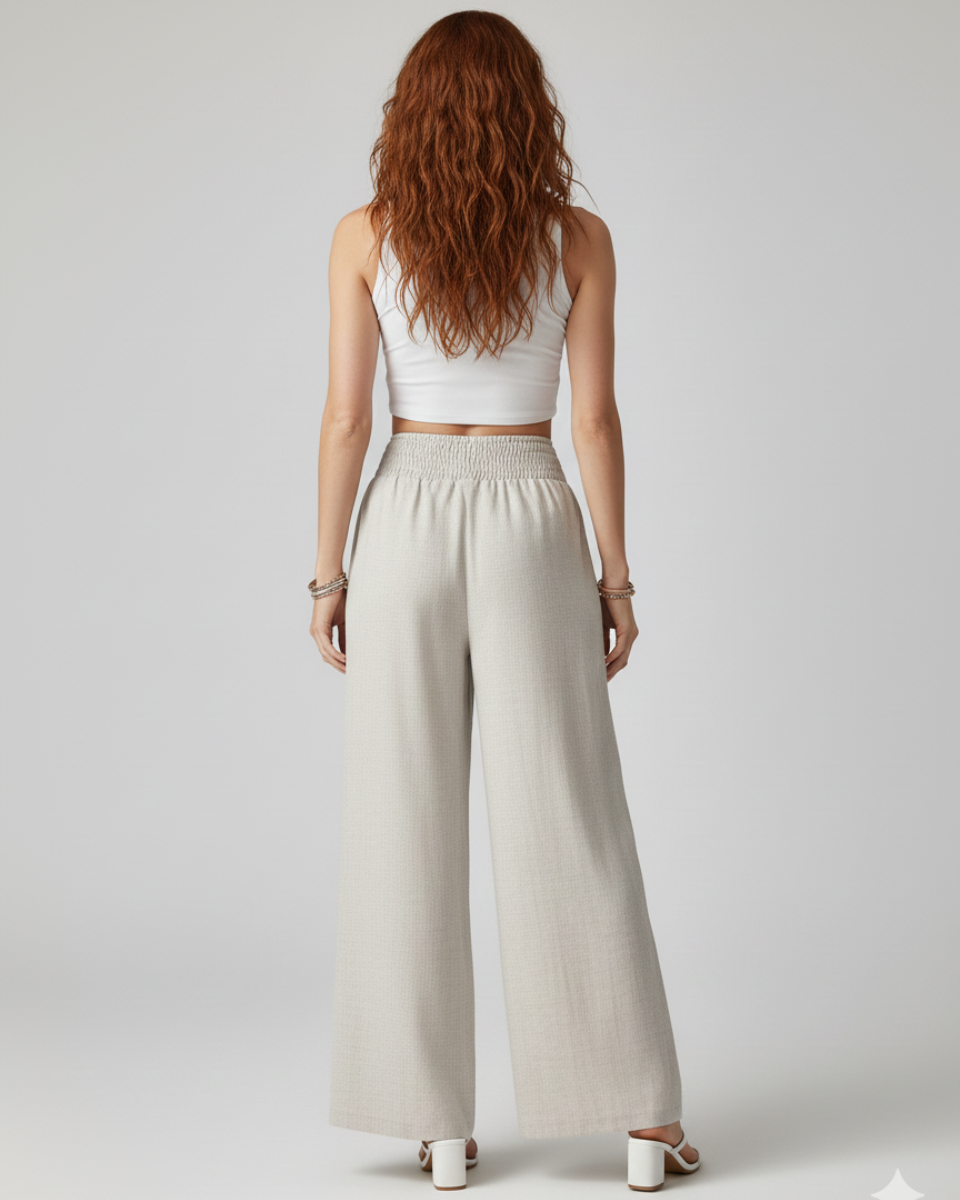 Lina | Wide-Leg Trousers with Elastic Waist