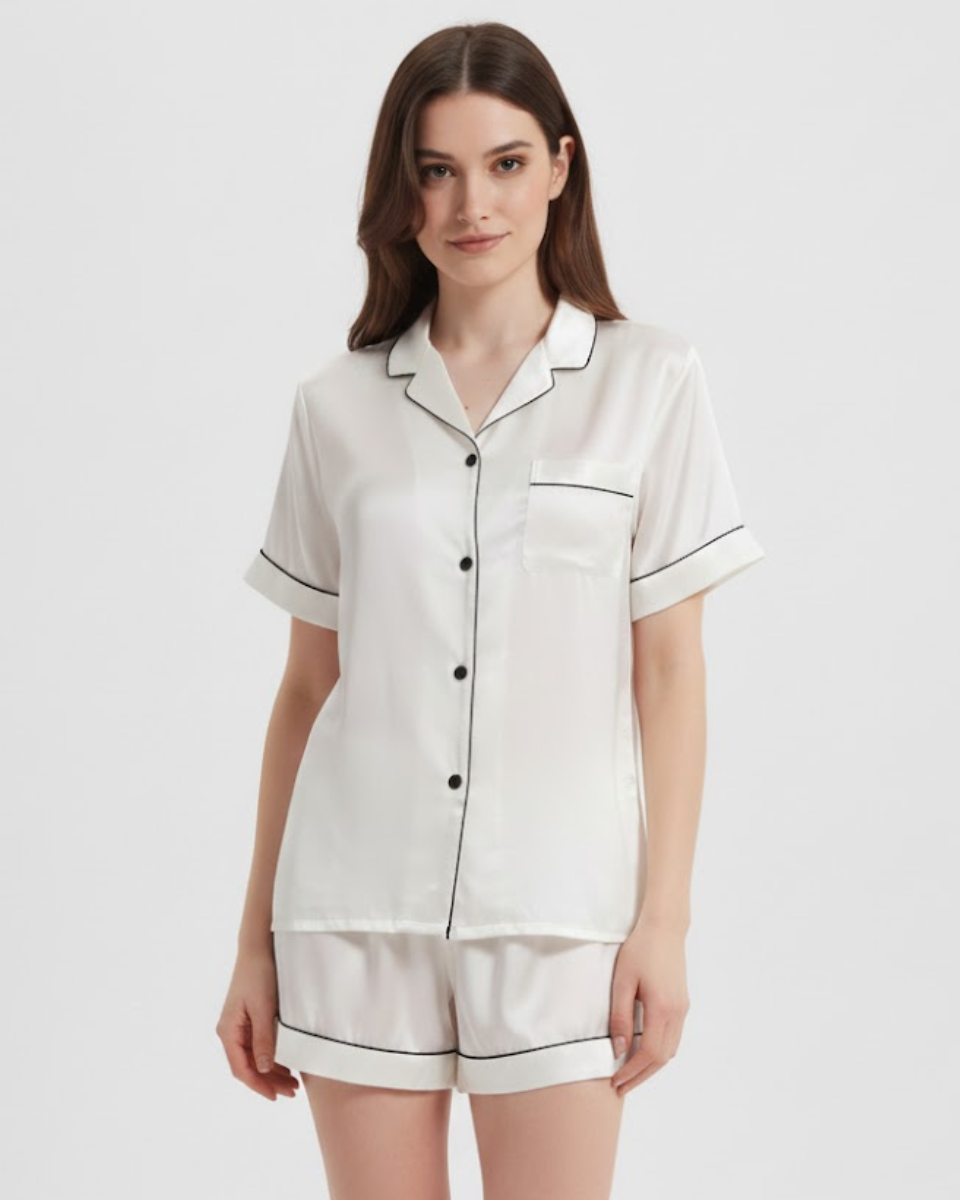 Marise | Short Sleeve Pyjama Set in Pure Silk