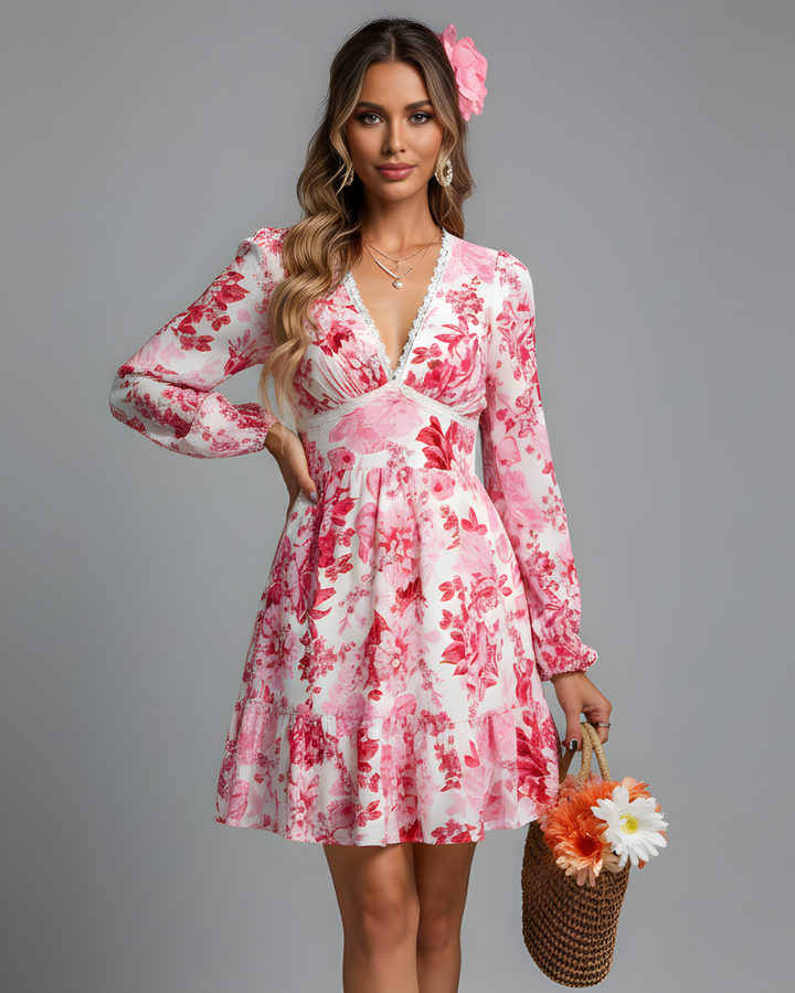 Avery | Floral Mini Dress with Long Sleeves