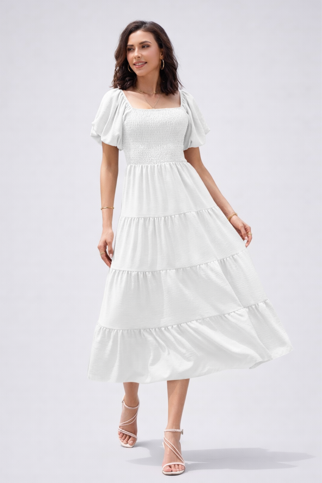 Evie | Midi Dress with Smocked Bodice
