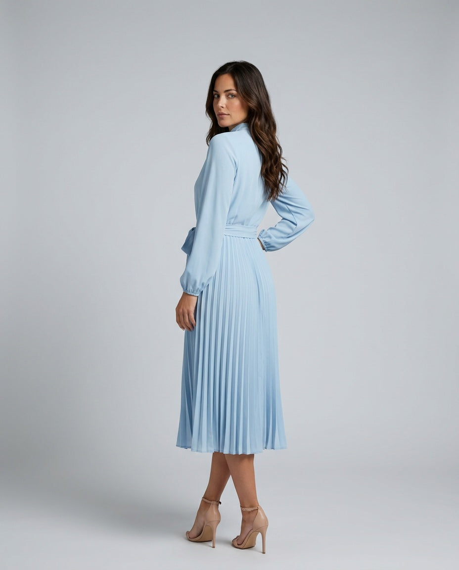 Vivienne | Pleated Midi with Belted Waist