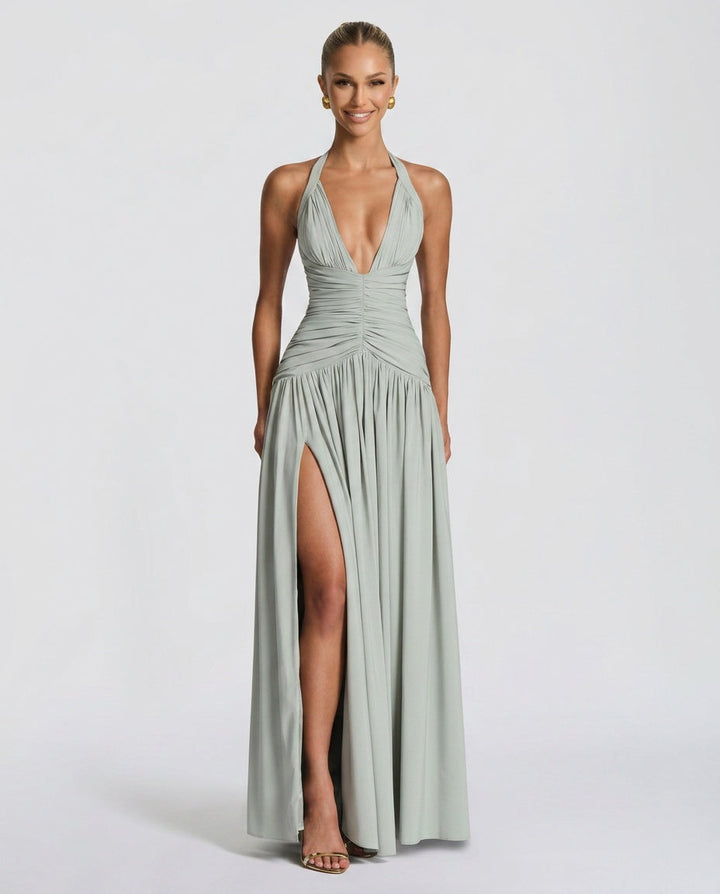 Vesna | Halter Neck Open-Back Maxi Dress