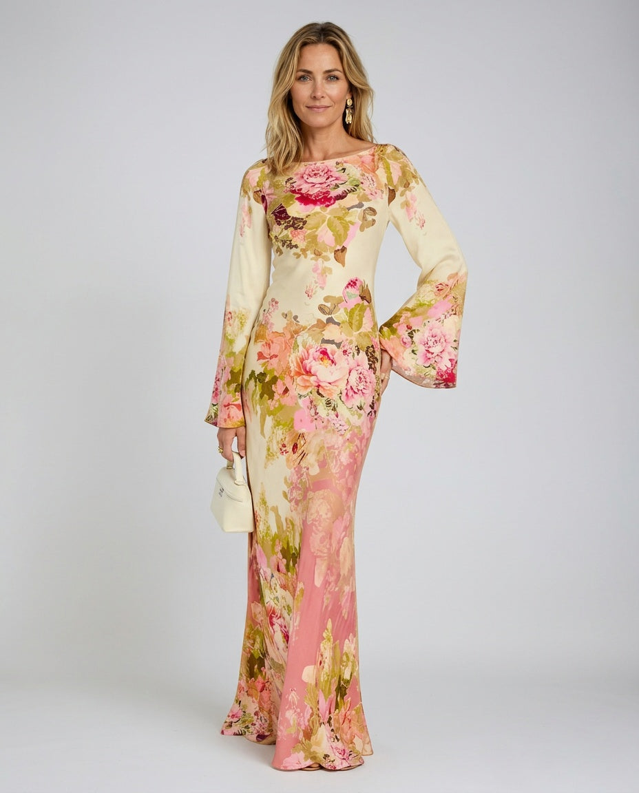 Margot | Floral Bell Sleeve Maxi Dress