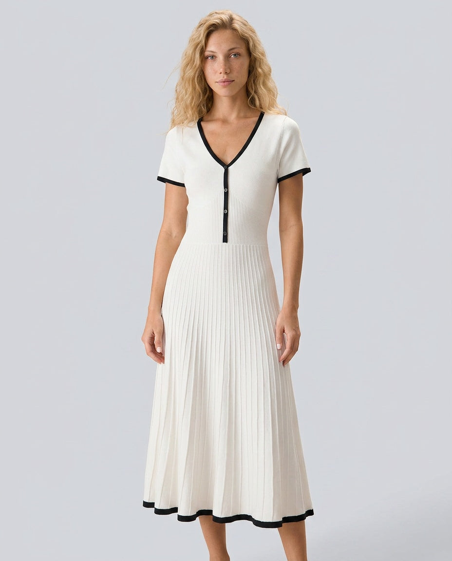 Mabel | Contrast Knit Jumper Midi Dress