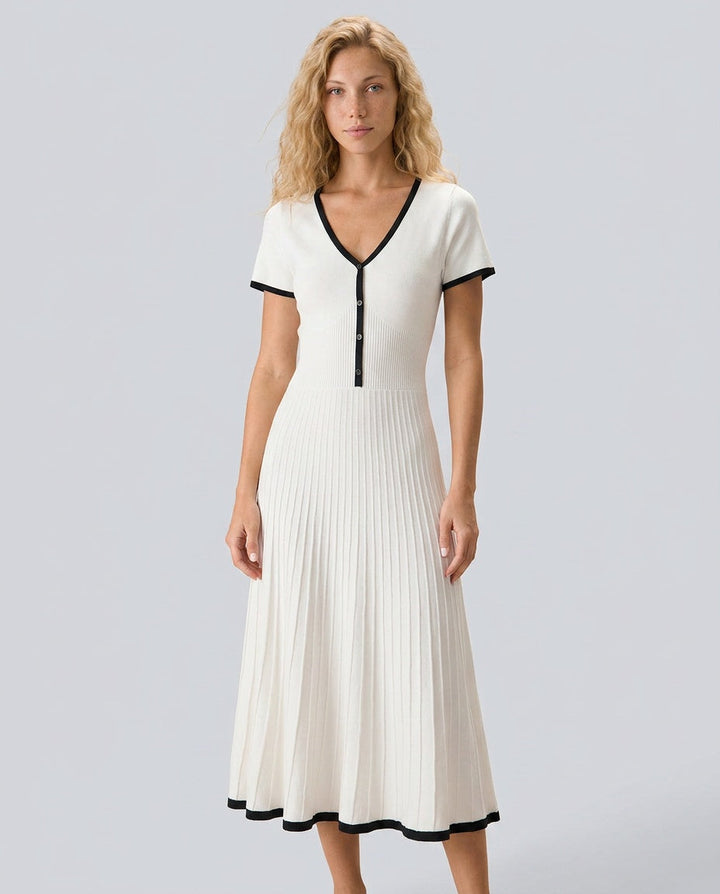 Mabel | Contrast Knit Jumper Midi Dress
