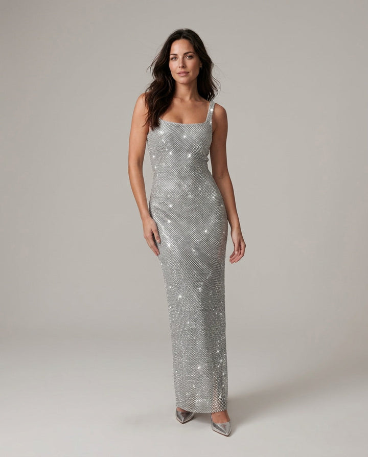 Verity | Sequined Open Back Maxi Dress