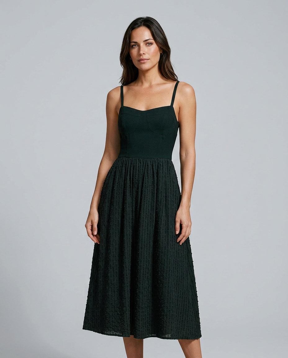 Cleo | Sweetheart Neck Spaghetti Strap Slip Midi Dress