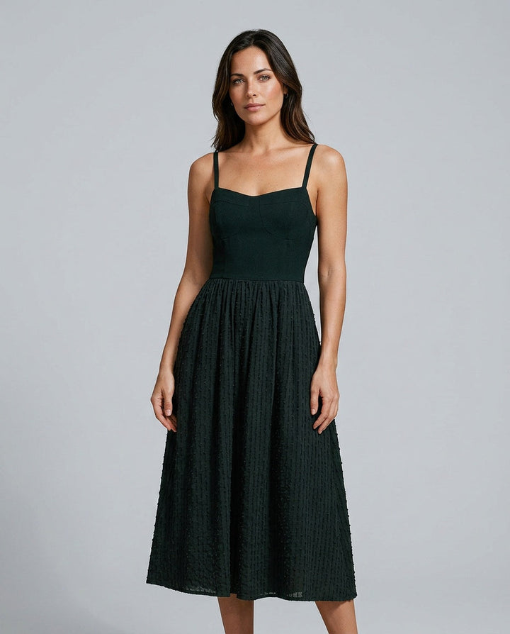 Cleo | Sweetheart Neck Spaghetti Strap Slip Midi Dress