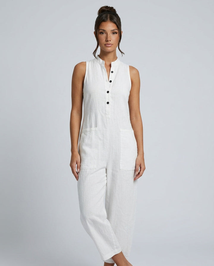 Harper | Linen-Blend Sleeveless Loose Jumpsuit