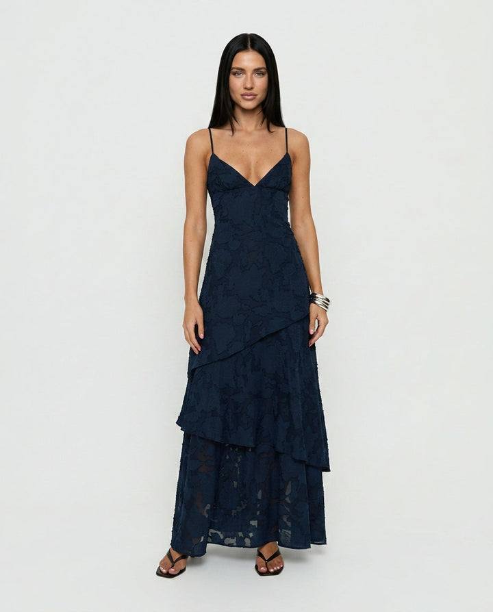 Lyricah | Tiered Tie-Back Maxi Dress