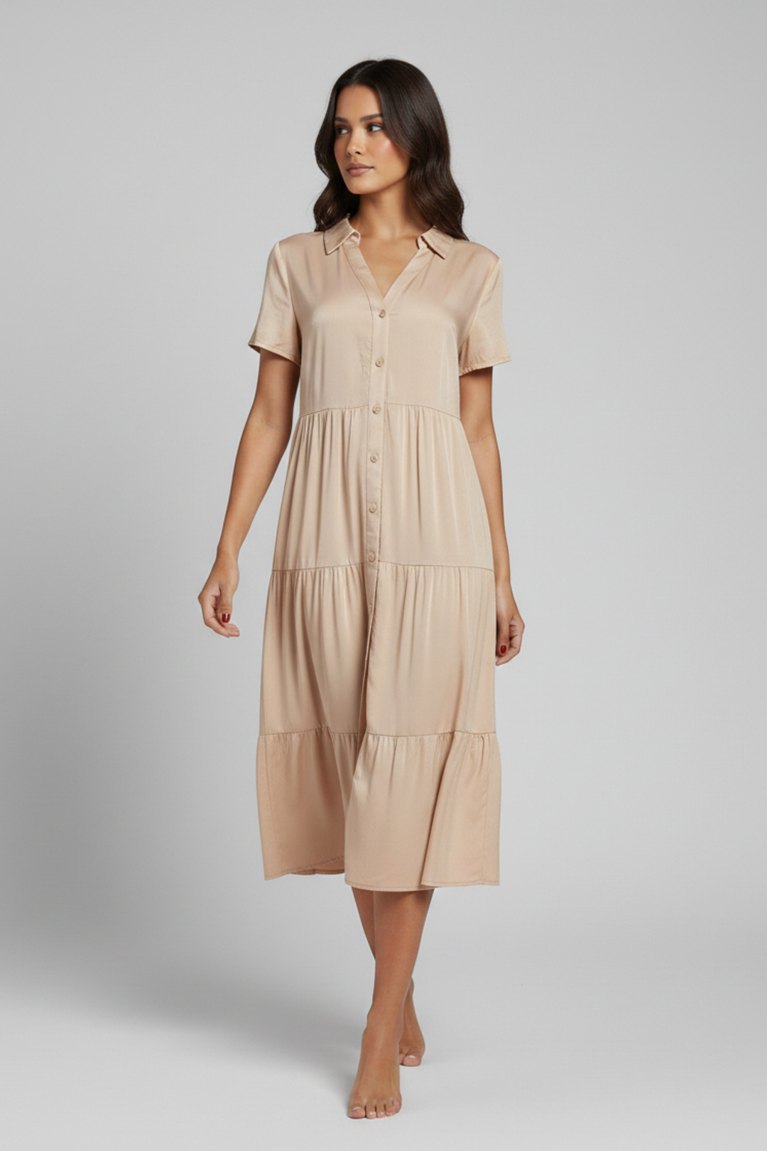 Amara | Midi Dress with Button-Front