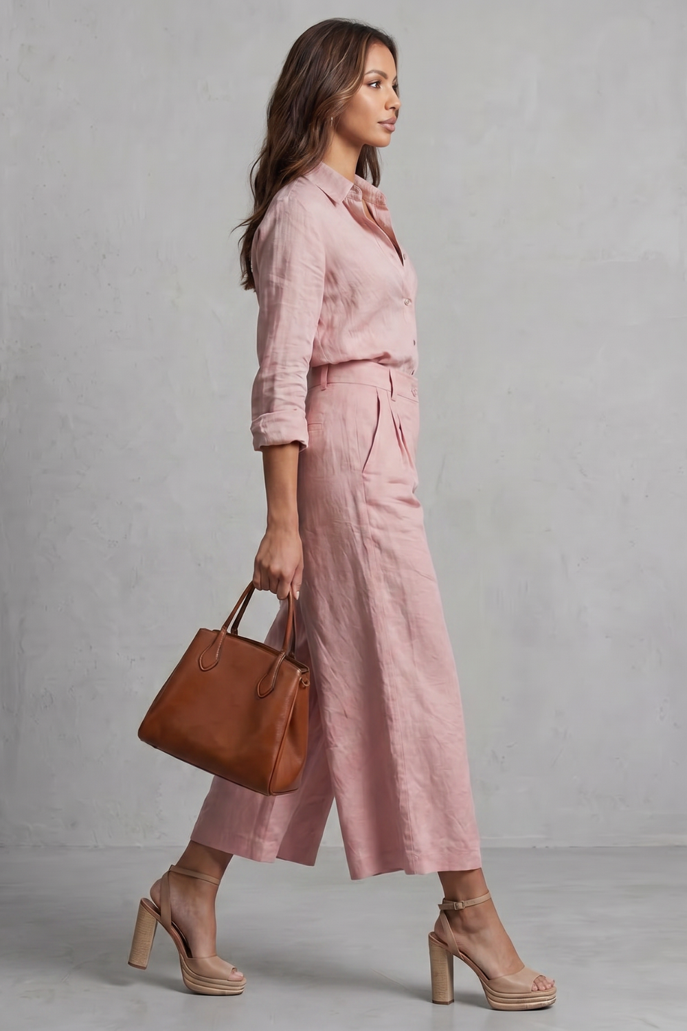 Elavine | Linen-Finish Wide-Leg Co-ord Set
