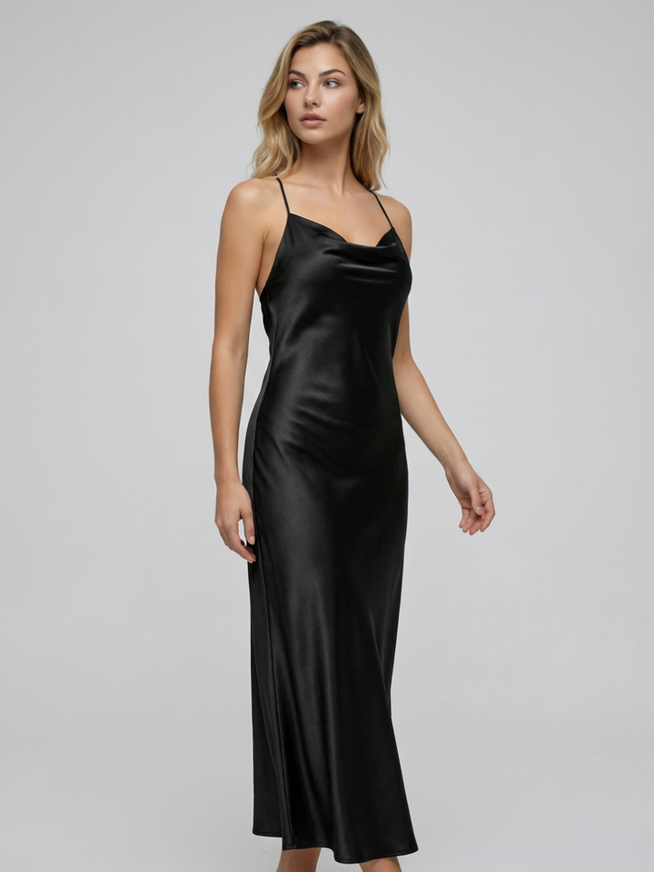 Sia | Cowl Neck Maxi Dress with Open Back