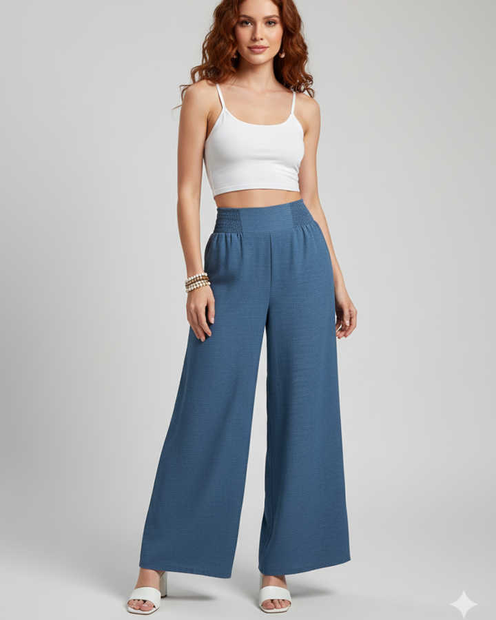 Lina | Wide-Leg Trousers with Elastic Waist