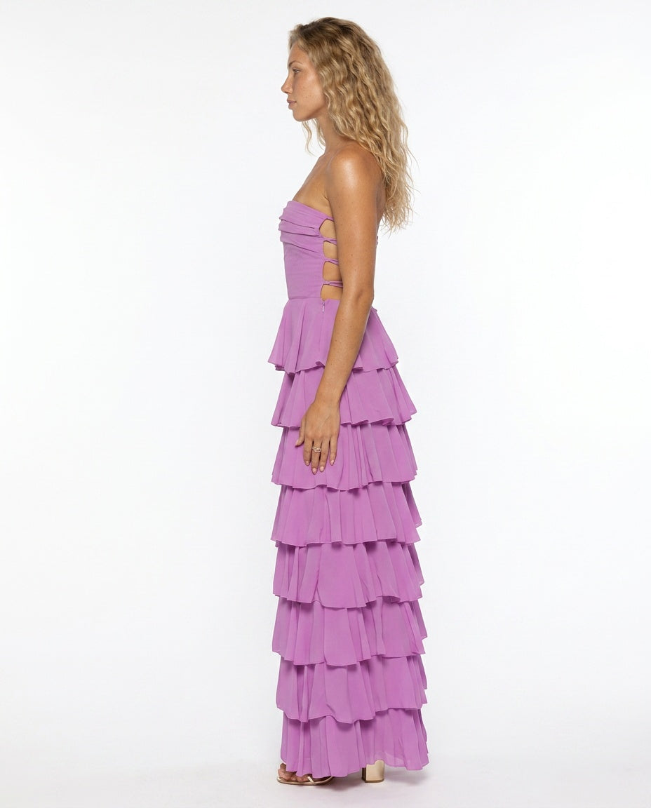Kim | Strapless Ruffle Maxi Dress