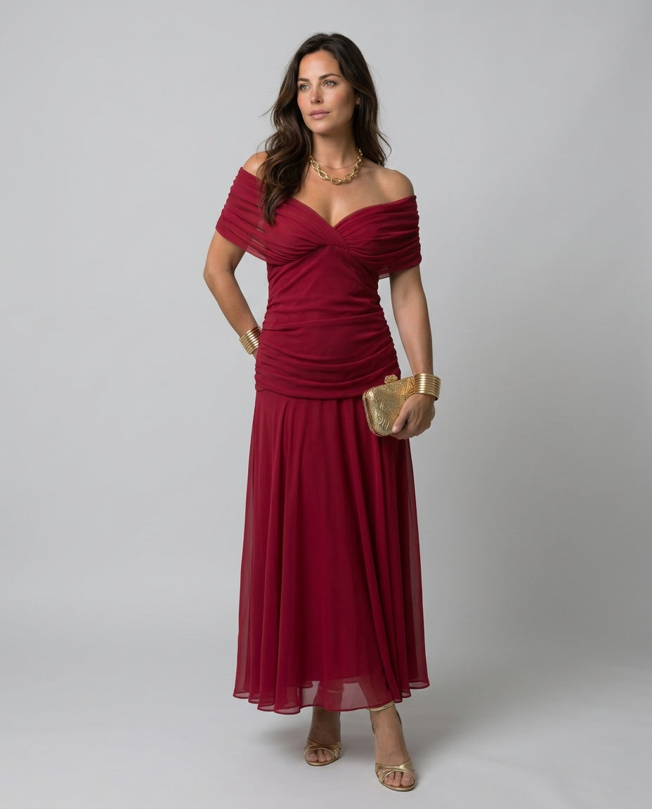 Margot | Off-Shoulder Draped Maxi Dress