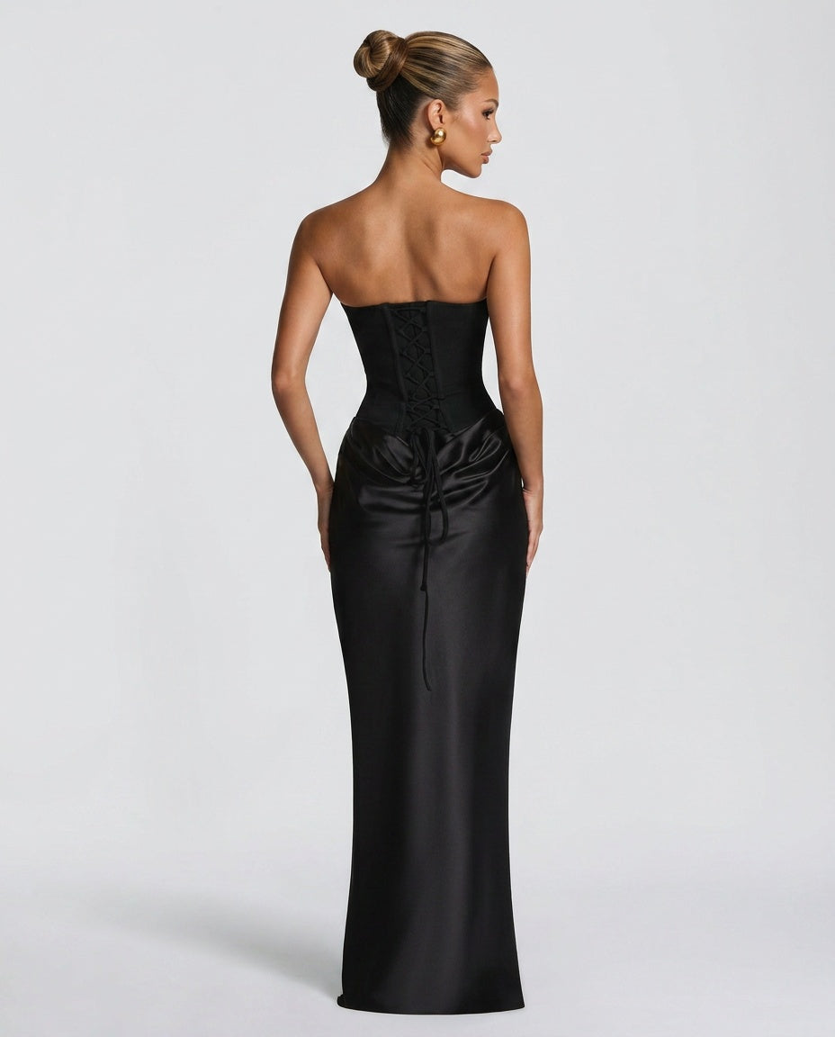 Ivy | Lace-Up Corset Maxi Dress
