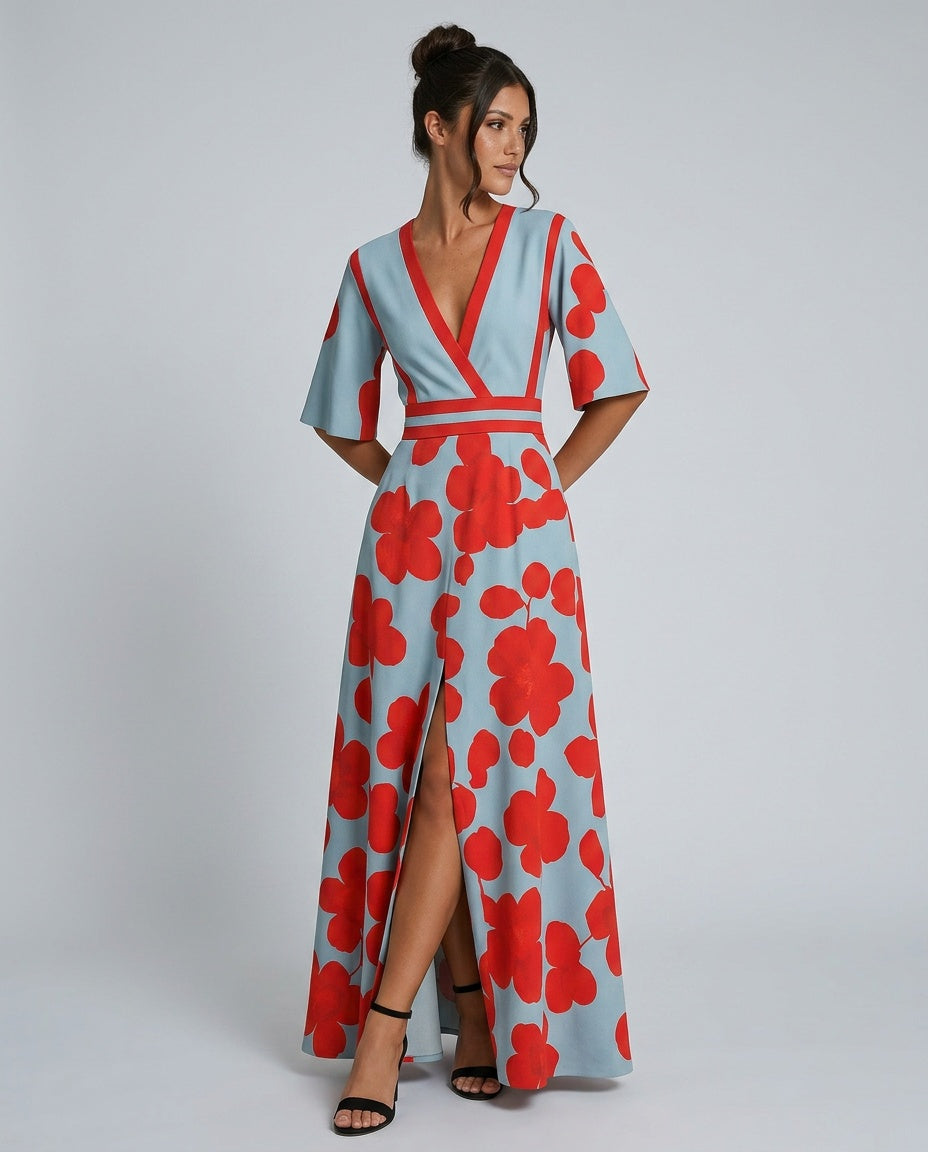 Maeve | Floral V-Neck Summer Maxi Dress