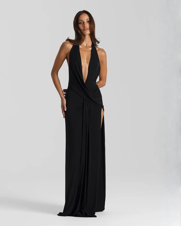 Mila | Halter Neck Backless Maxi Dress