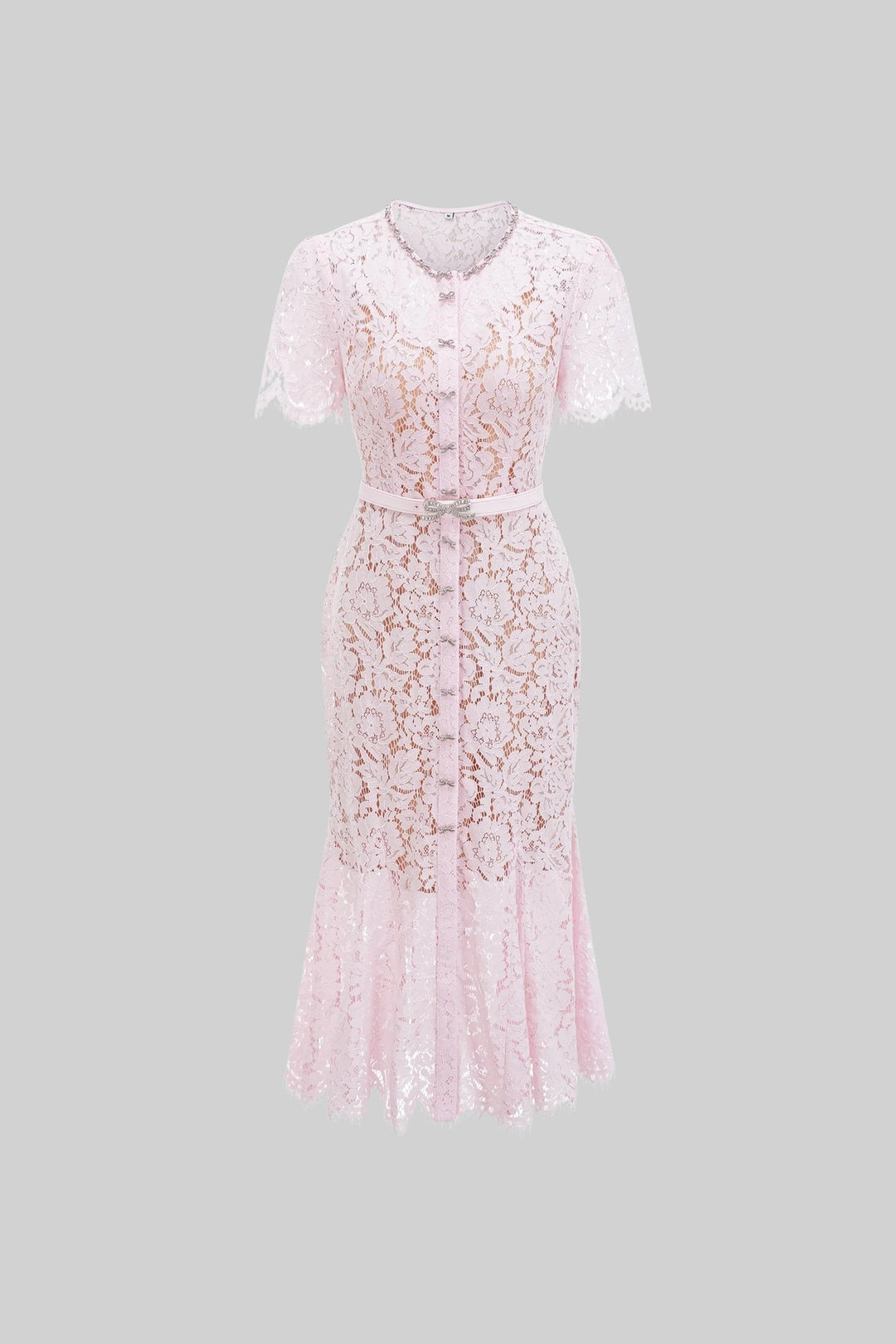 Bianca | Floral Lace Button-Front Midi Dress