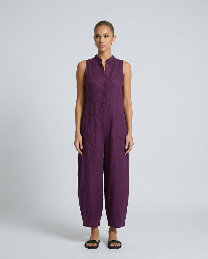 Harper | Linen-Blend Sleeveless Loose Jumpsuit