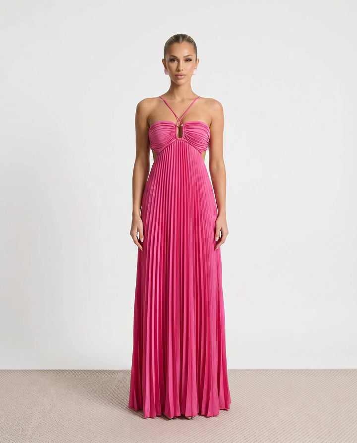 Estella | Pleated Strapless Maxi Dress
