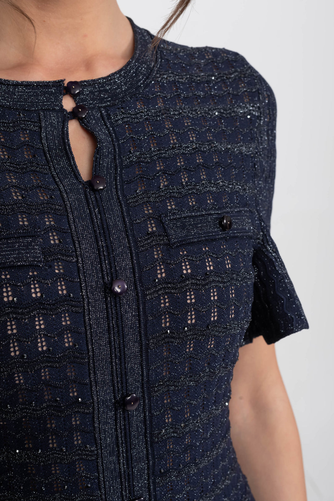 Priya | Short Sleeve Shimmer Knit Midi Dress