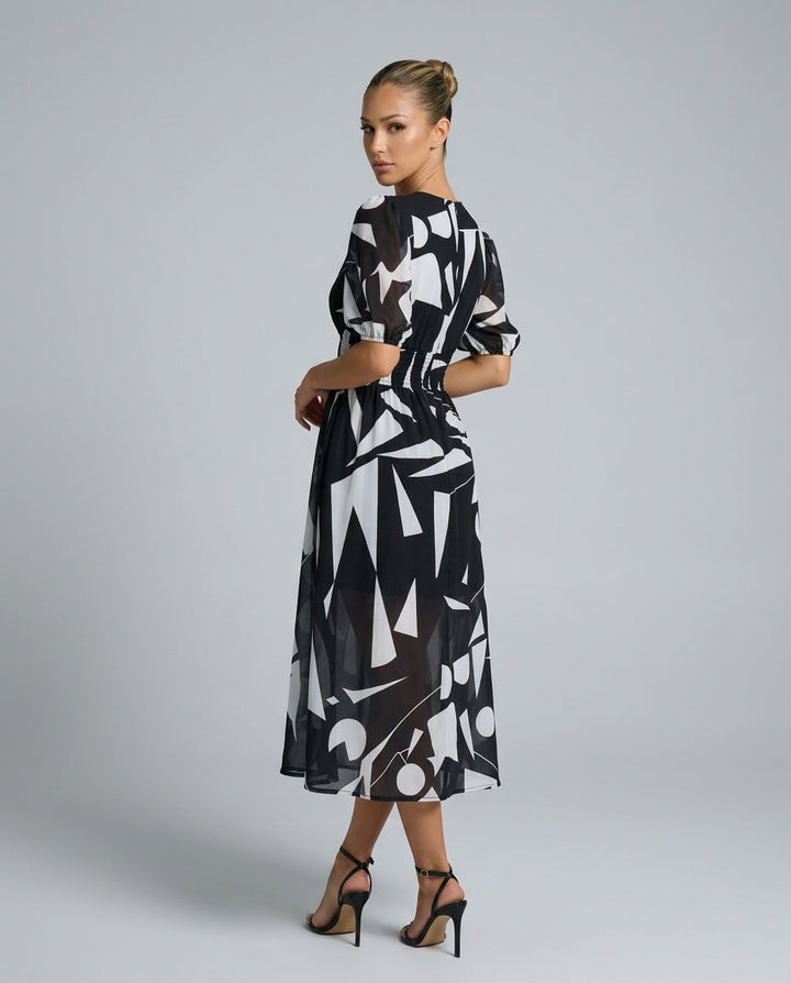 Dahlia | Floral Puff Sleeve Party Midi Dress