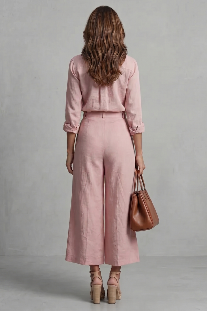 Elavine | Linen-Finish Wide-Leg Co-ord Set