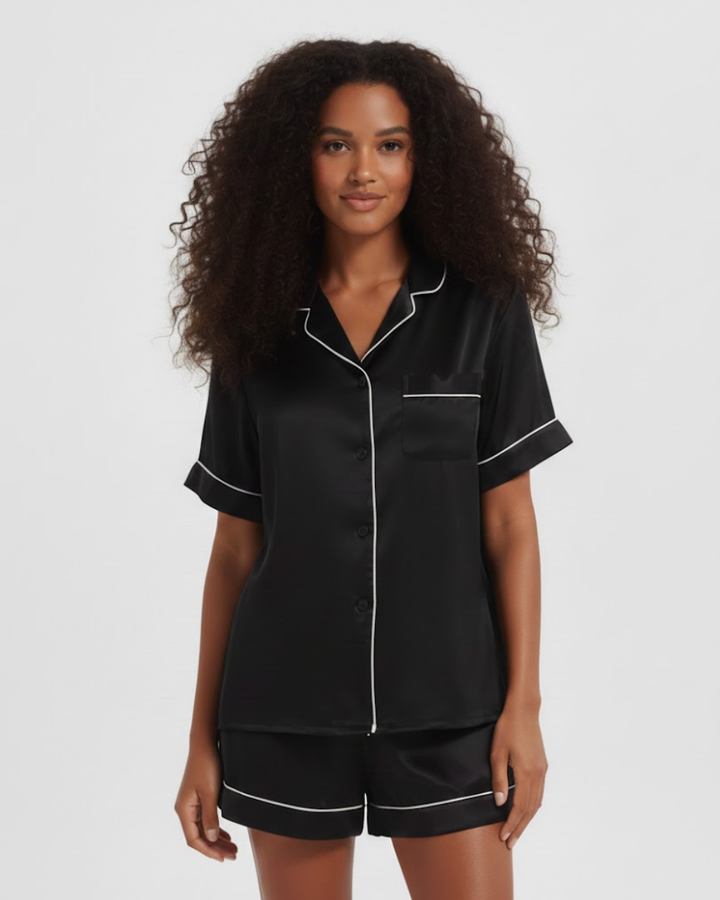 Marise | Short Sleeve Pyjama Set in Pure Silk