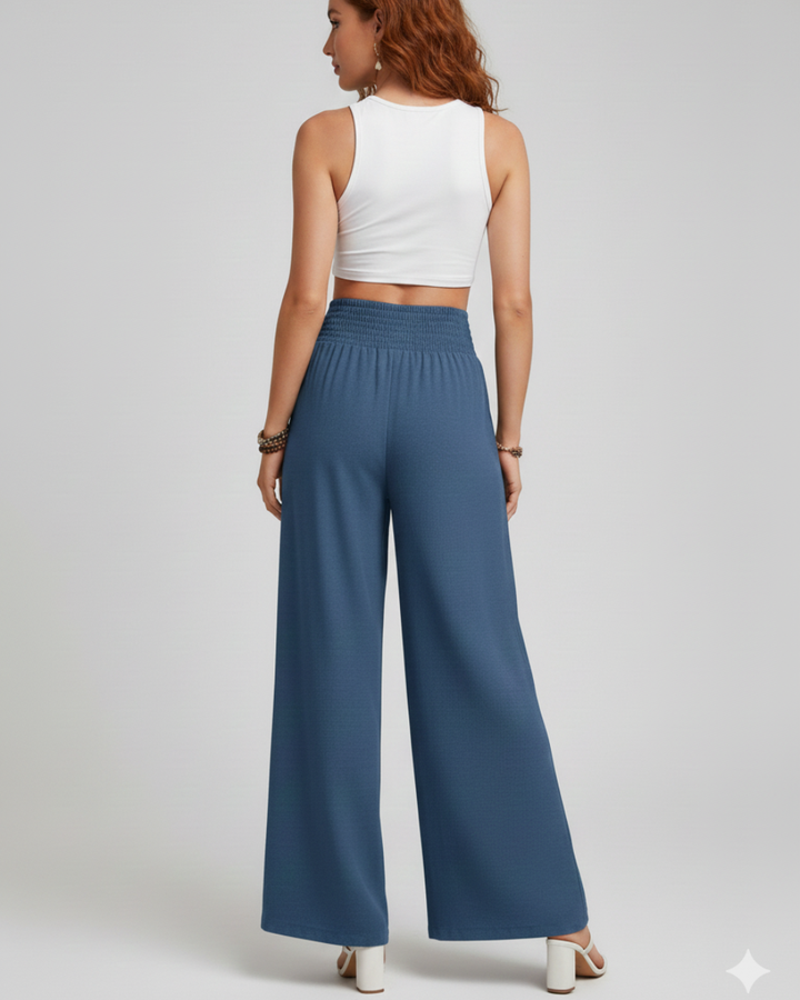 Lina | Wide-Leg Trousers with Elastic Waist