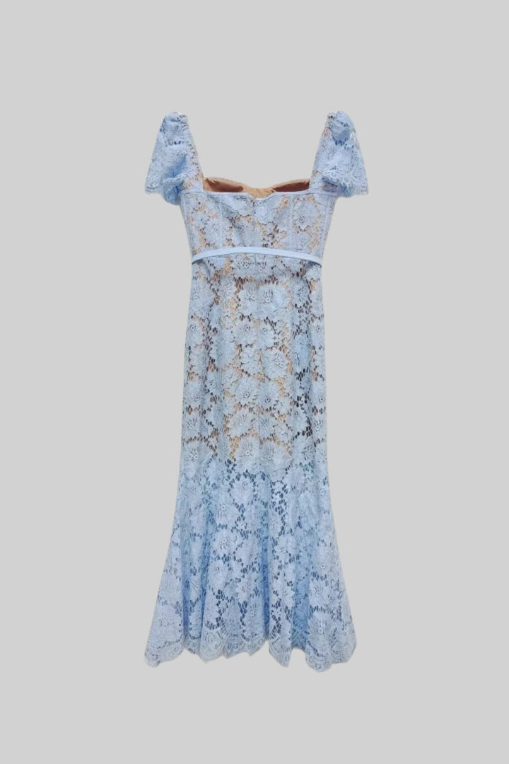 Sienna | Short Sleeve Lace Belted Midi Dress
