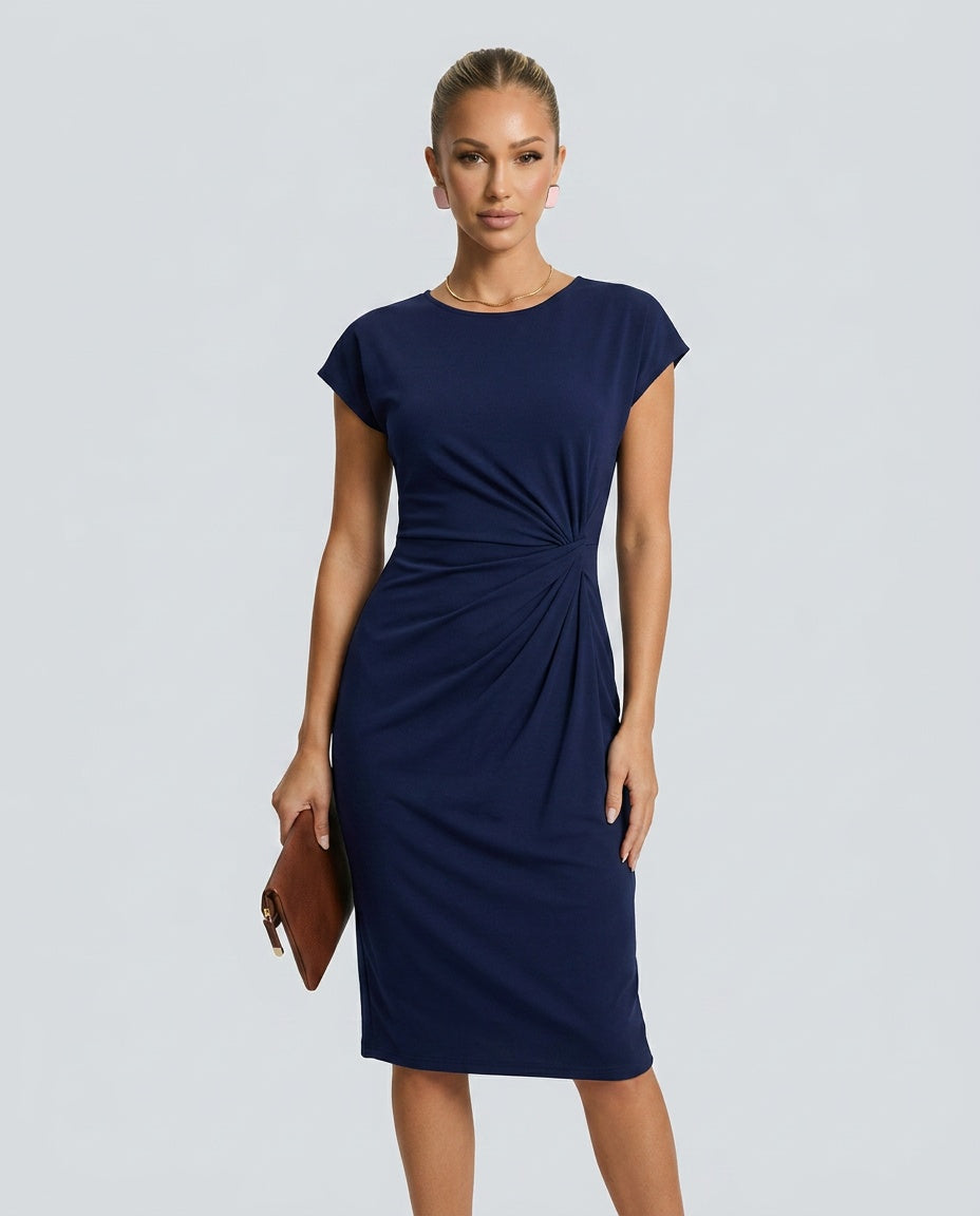 Celeste | Pleated Waist Fitted Midi Dress