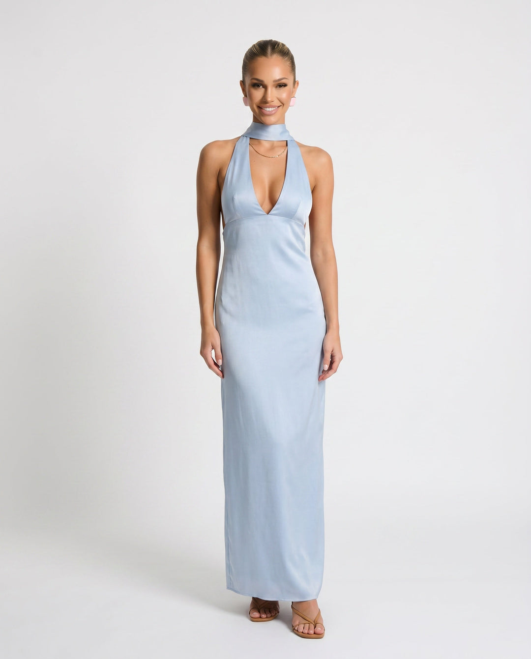 Leona | Cowl Neck Halter Maxi Dress