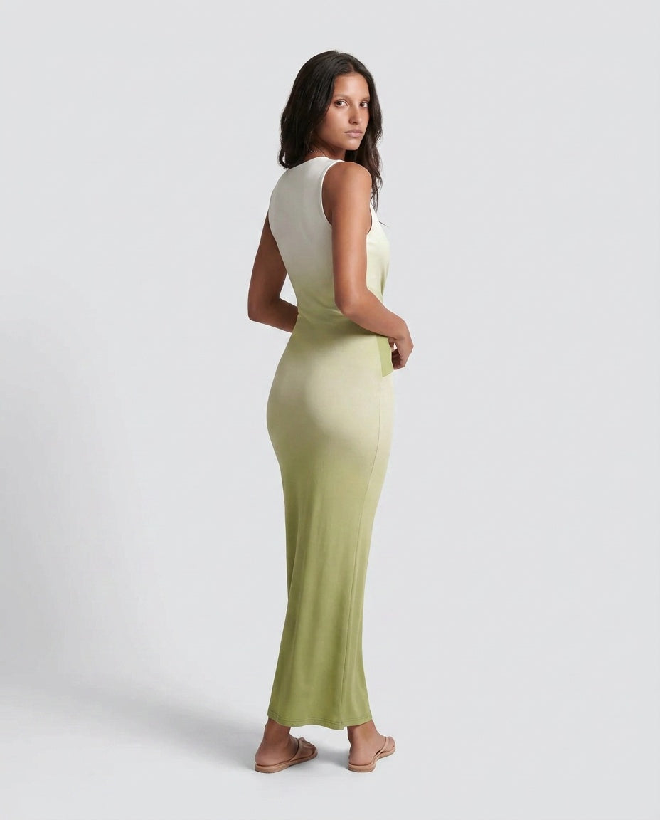 Naveah | Plunge Neck Fitted Maxi Dress