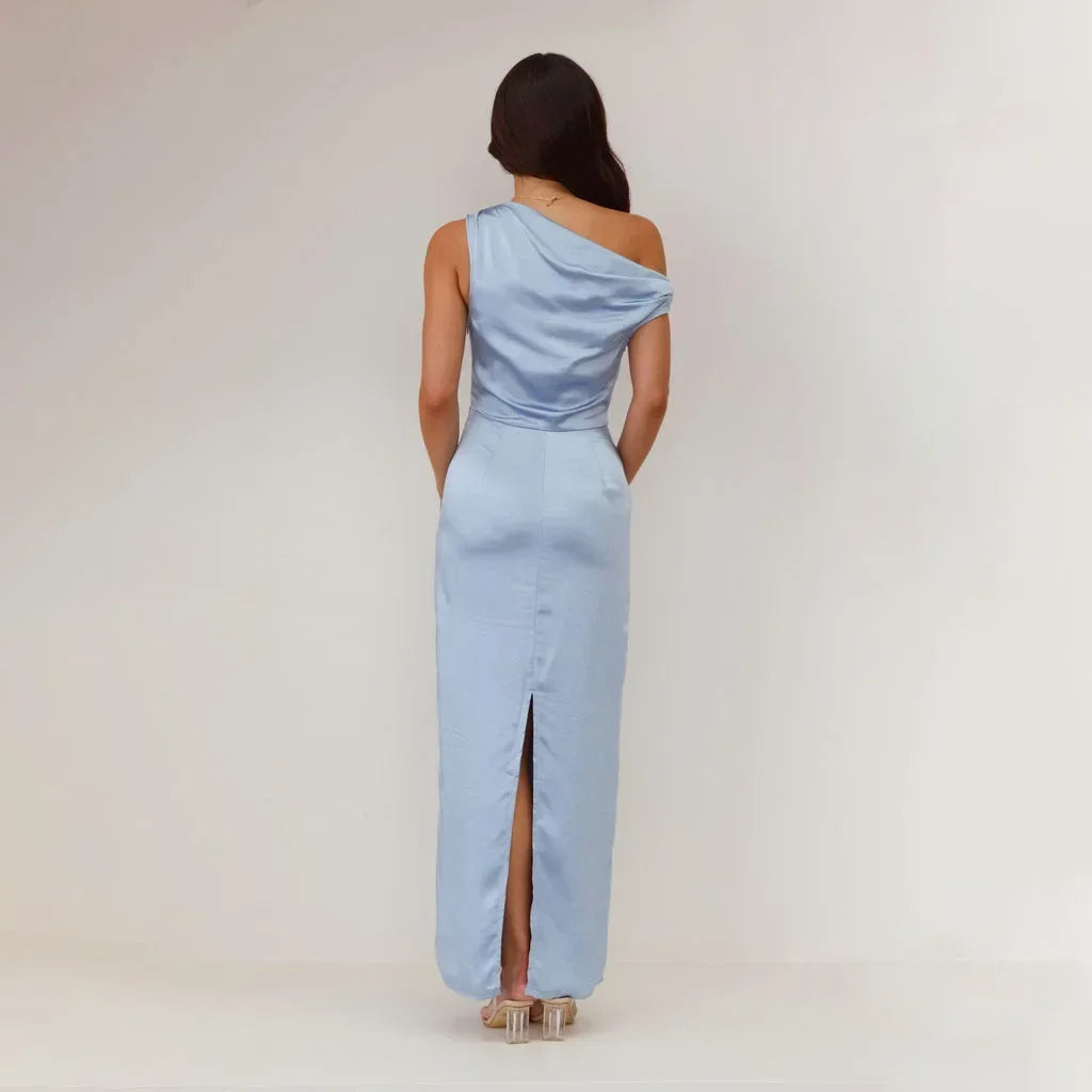 Coralie | Draped Satin Maxi Gown
