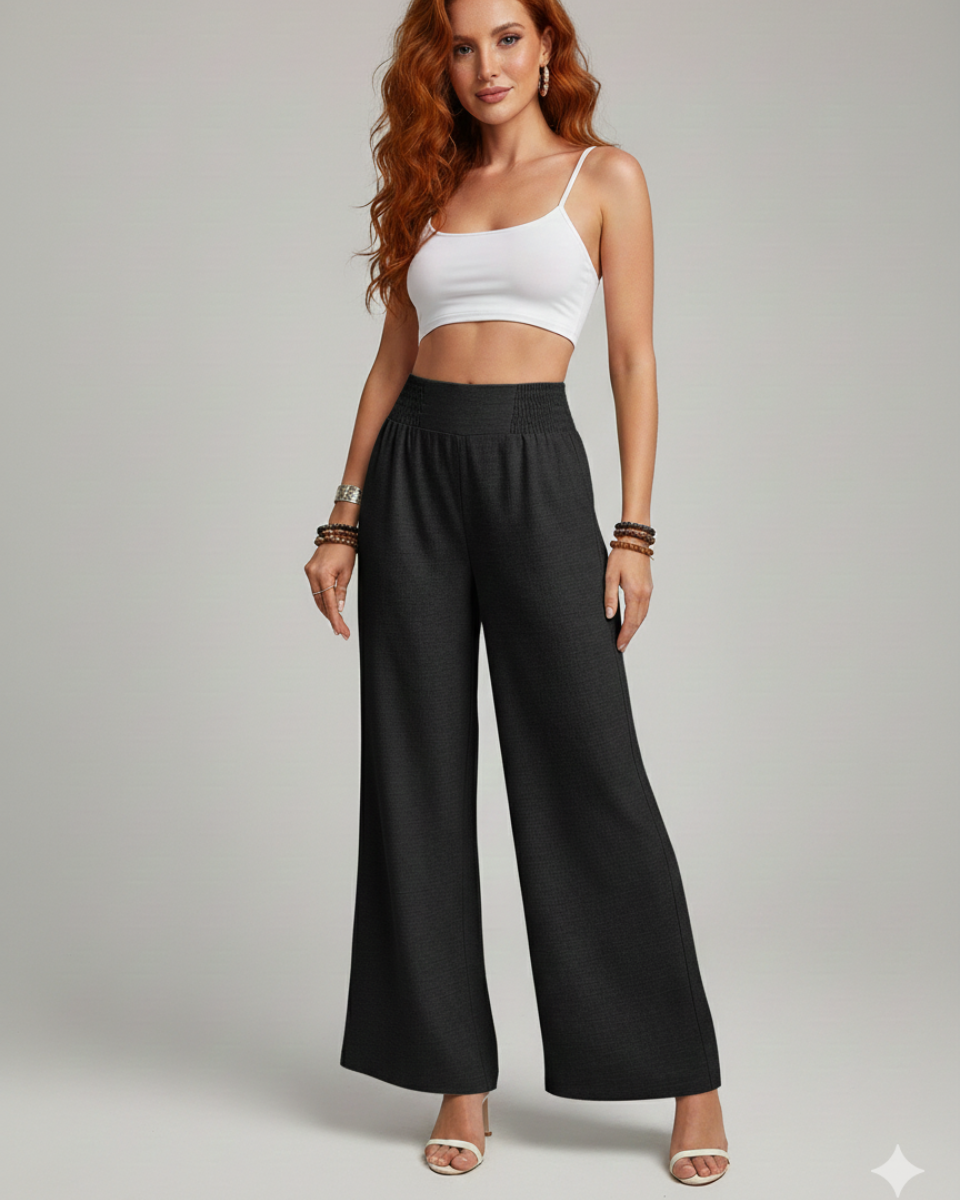 Lina | Wide-Leg Trousers with Elastic Waist