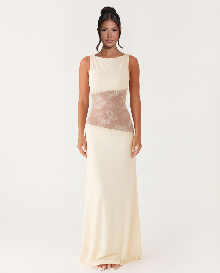 Marta | Lace Waist Open Back Maxi Dress
