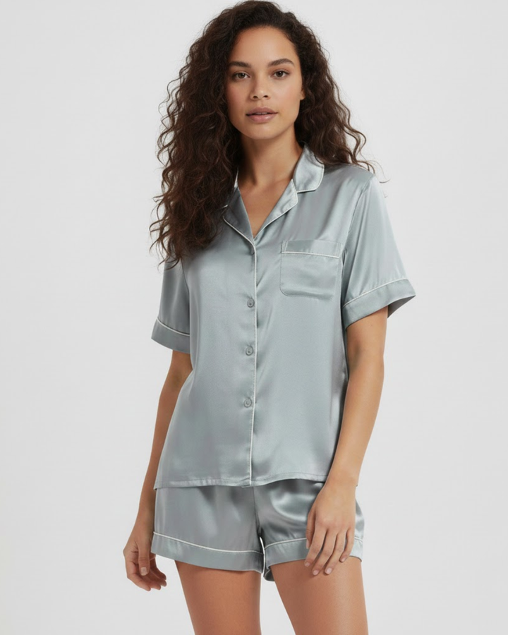 Marise | Short Sleeve Pyjama Set in Pure Silk
