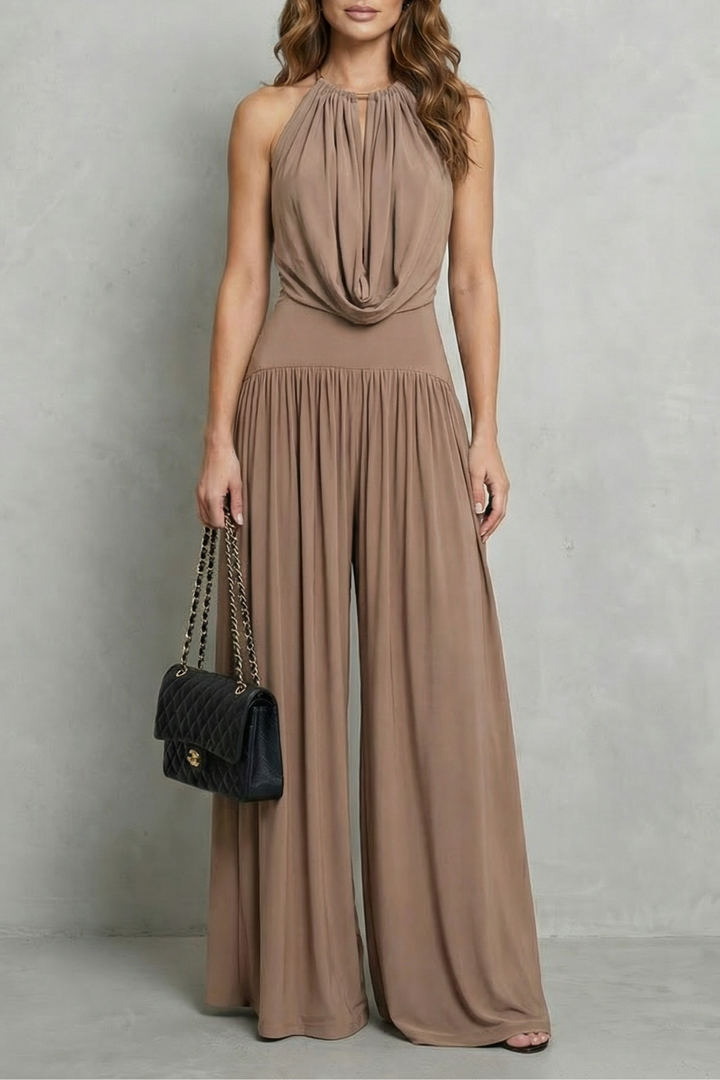 Naia | Draped Halter Wide-Leg Two-Piece Set