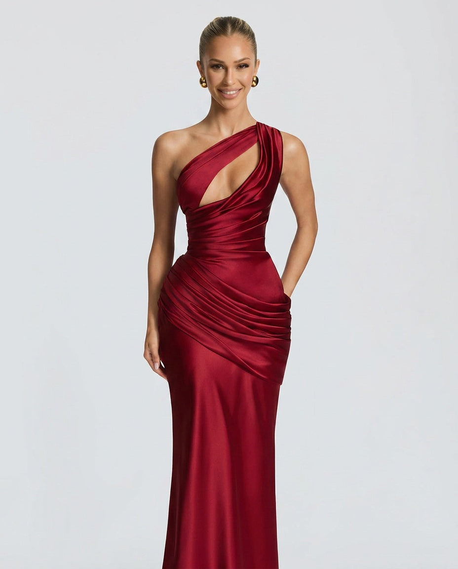 Lena | Cowl Neck Satin-Look Maxi Dress