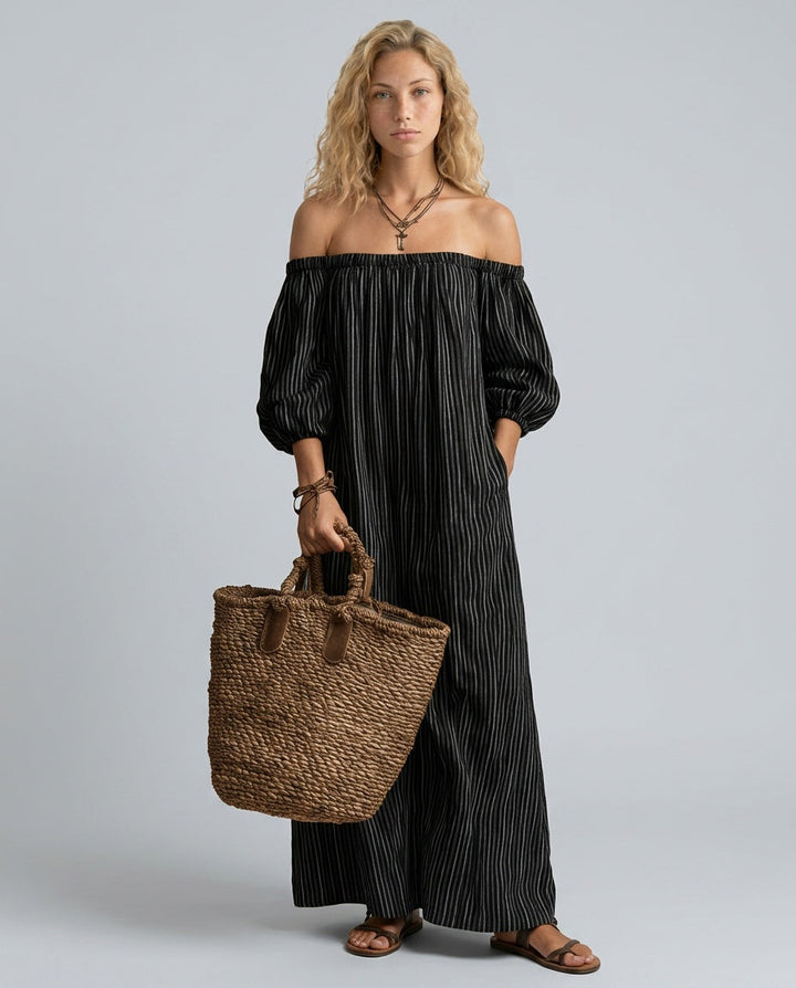 Celeste | Off-Shoulder Linen-Blend Maxi Dress