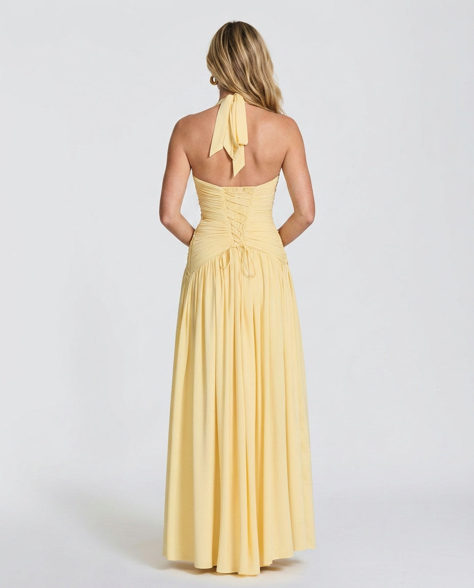 Vesna | Halter Neck Open-Back Maxi Dress