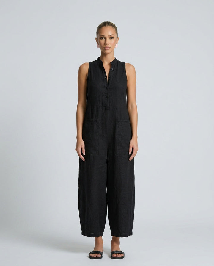 Harper | Linen-Blend Sleeveless Loose Jumpsuit