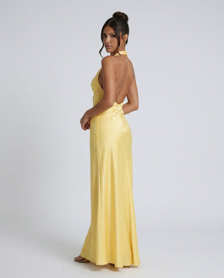 Cleo | Satin Halter Prom Maxi Dress