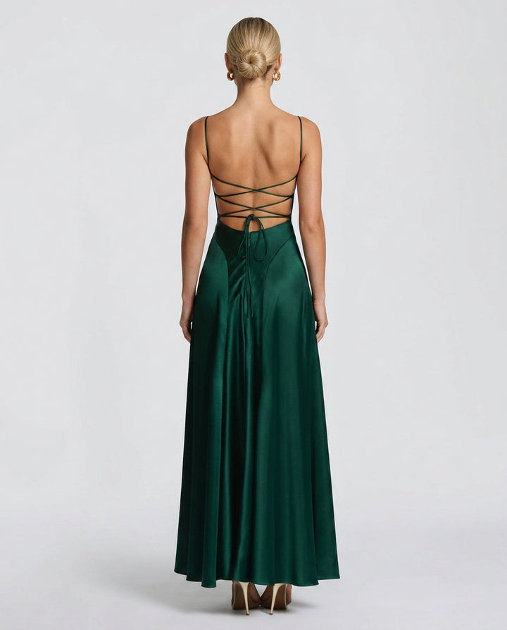 Adelina | Ruched Spaghetti Strap Maxi Dress