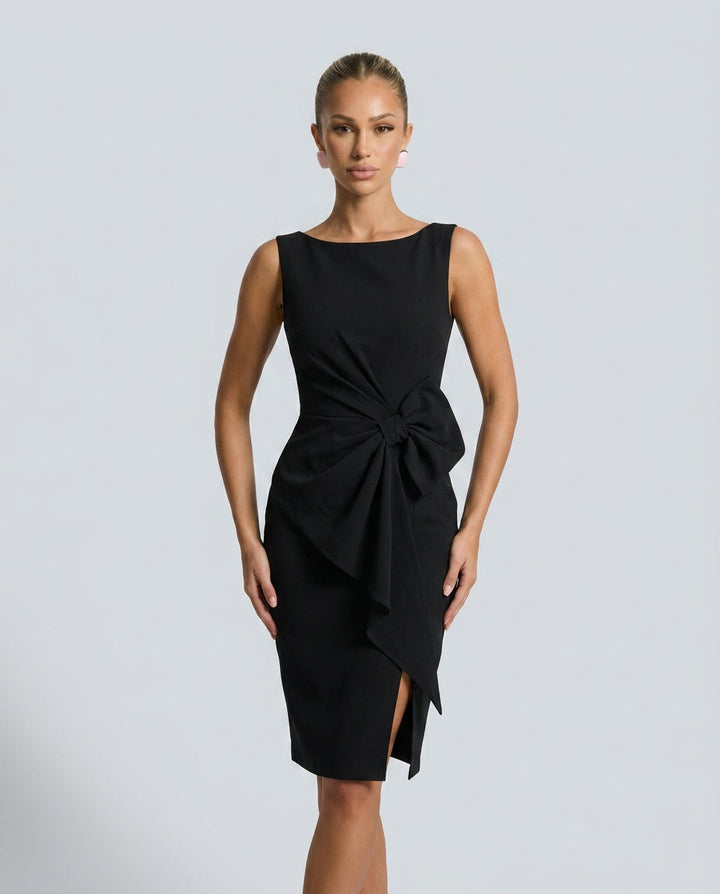 Cora | Midi Bow Detail Sleeveless Party Dress